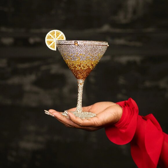 Handbags - Silver & Gold Martini Glass Clutch